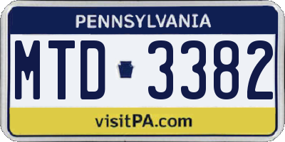 PA license plate MTD3382