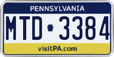 PA license plate MTD3384