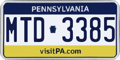 PA license plate MTD3385