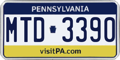 PA license plate MTD3390