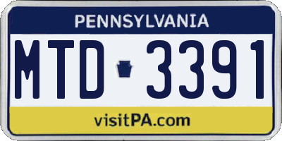 PA license plate MTD3391