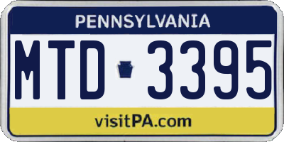 PA license plate MTD3395