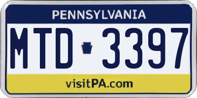 PA license plate MTD3397