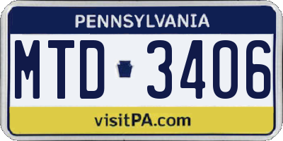 PA license plate MTD3406
