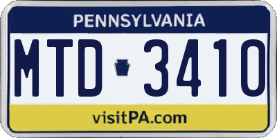 PA license plate MTD3410