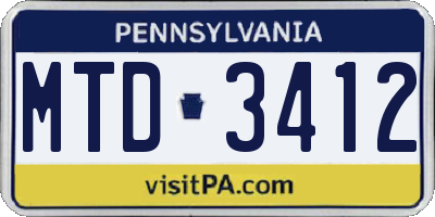 PA license plate MTD3412