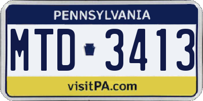 PA license plate MTD3413