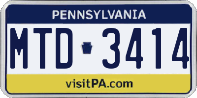 PA license plate MTD3414