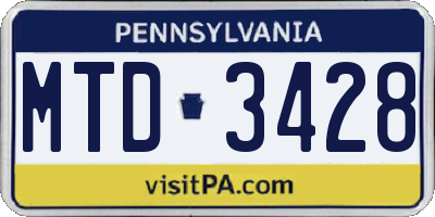 PA license plate MTD3428