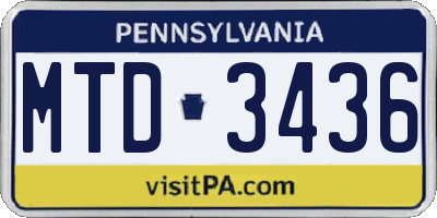 PA license plate MTD3436