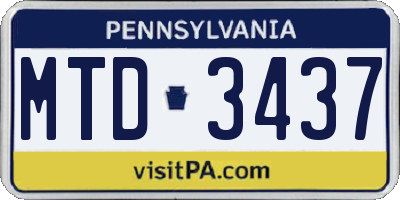 PA license plate MTD3437
