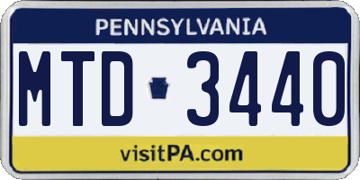 PA license plate MTD3440