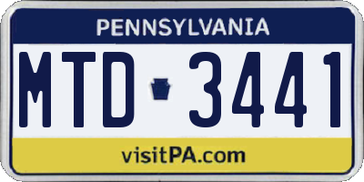 PA license plate MTD3441