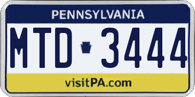 PA license plate MTD3444