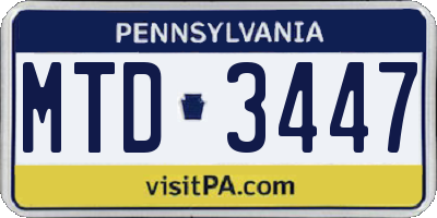 PA license plate MTD3447