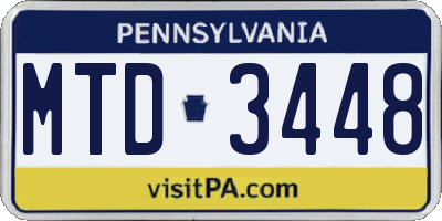 PA license plate MTD3448