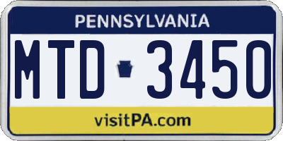 PA license plate MTD3450
