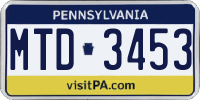 PA license plate MTD3453