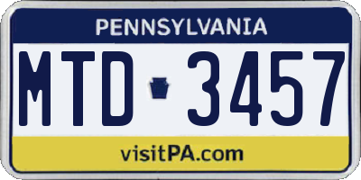 PA license plate MTD3457