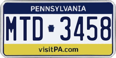 PA license plate MTD3458