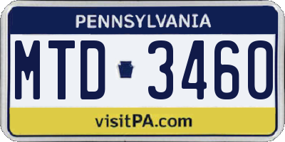 PA license plate MTD3460