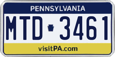 PA license plate MTD3461
