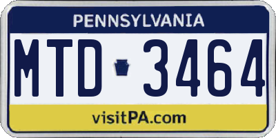 PA license plate MTD3464
