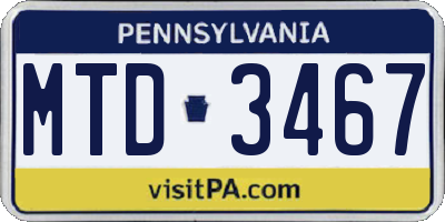PA license plate MTD3467