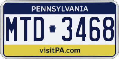 PA license plate MTD3468