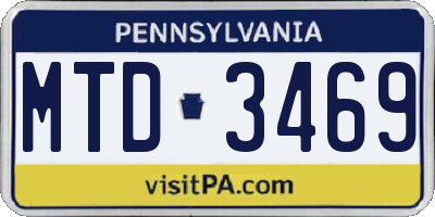 PA license plate MTD3469