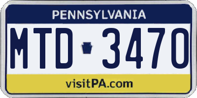 PA license plate MTD3470