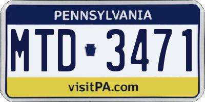PA license plate MTD3471