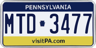PA license plate MTD3477