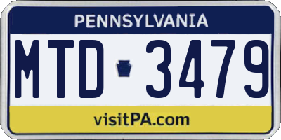 PA license plate MTD3479
