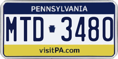 PA license plate MTD3480