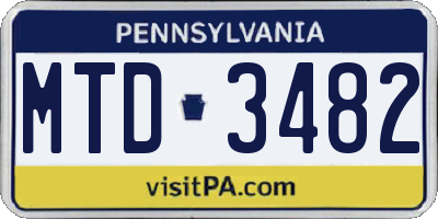 PA license plate MTD3482