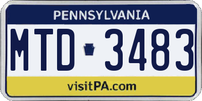 PA license plate MTD3483