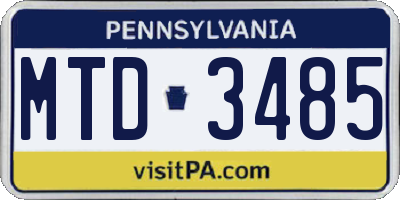PA license plate MTD3485
