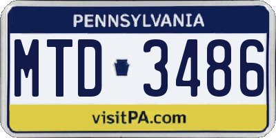 PA license plate MTD3486