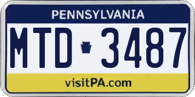 PA license plate MTD3487