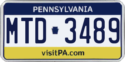 PA license plate MTD3489