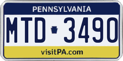 PA license plate MTD3490