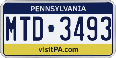 PA license plate MTD3493