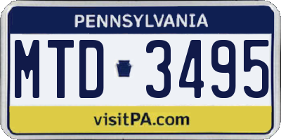 PA license plate MTD3495