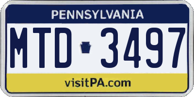 PA license plate MTD3497