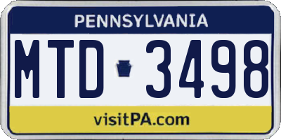 PA license plate MTD3498