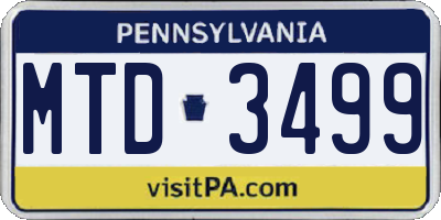 PA license plate MTD3499