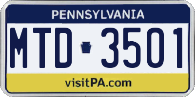 PA license plate MTD3501