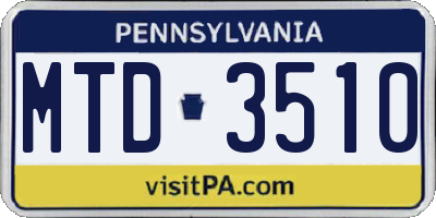 PA license plate MTD3510