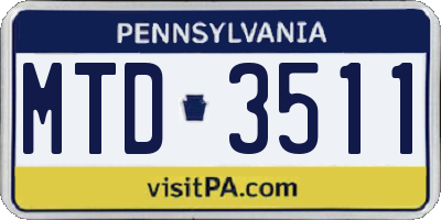 PA license plate MTD3511